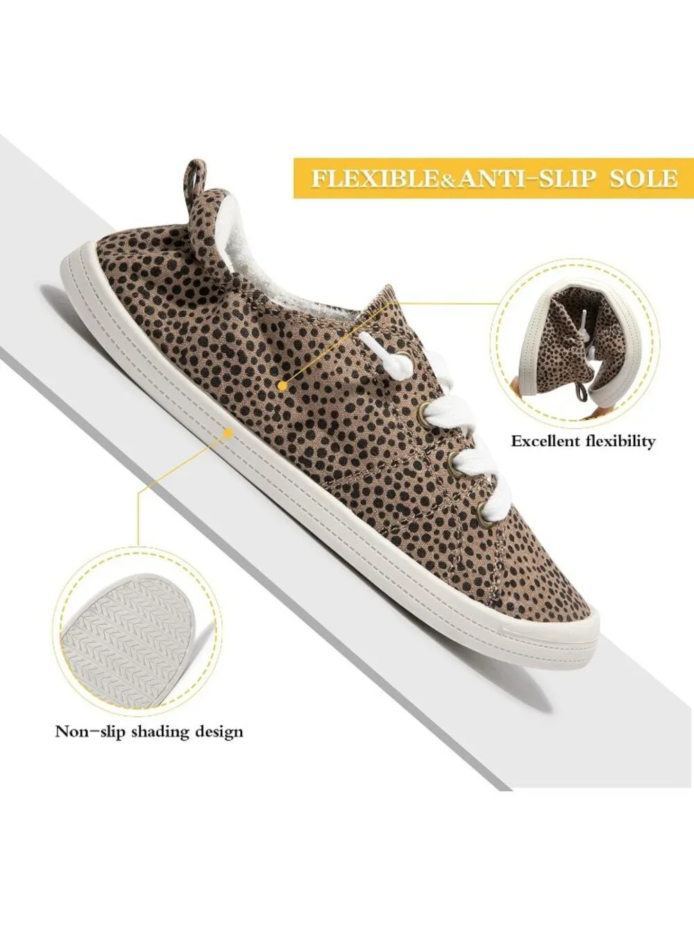 Women's Spot Pattern Comfortable Lace-Up Flat Breathable Walking Casual Sneakers